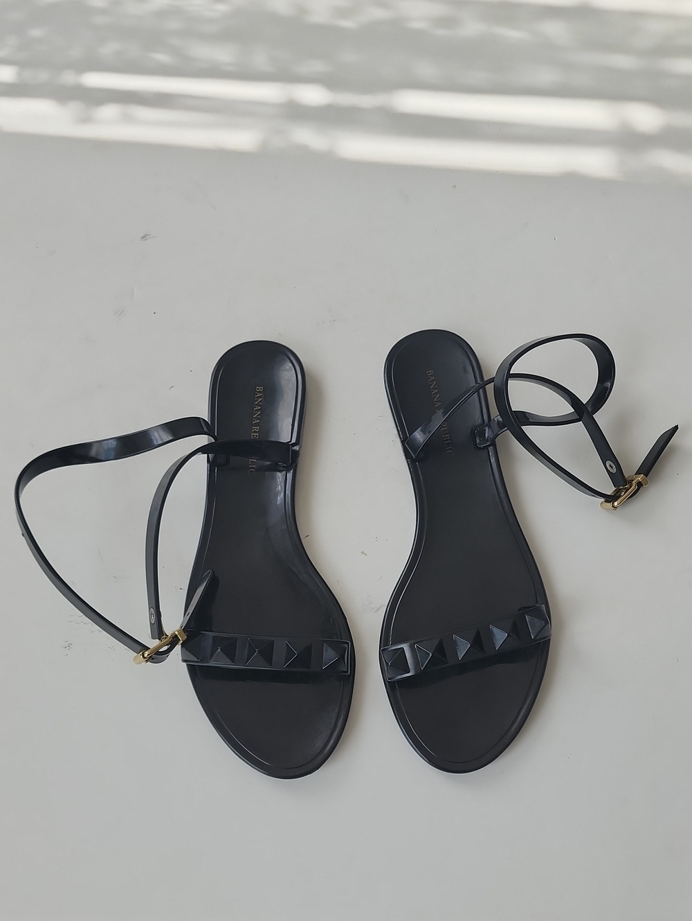Banana Republic Black Studded Ankle-Strap Sandals